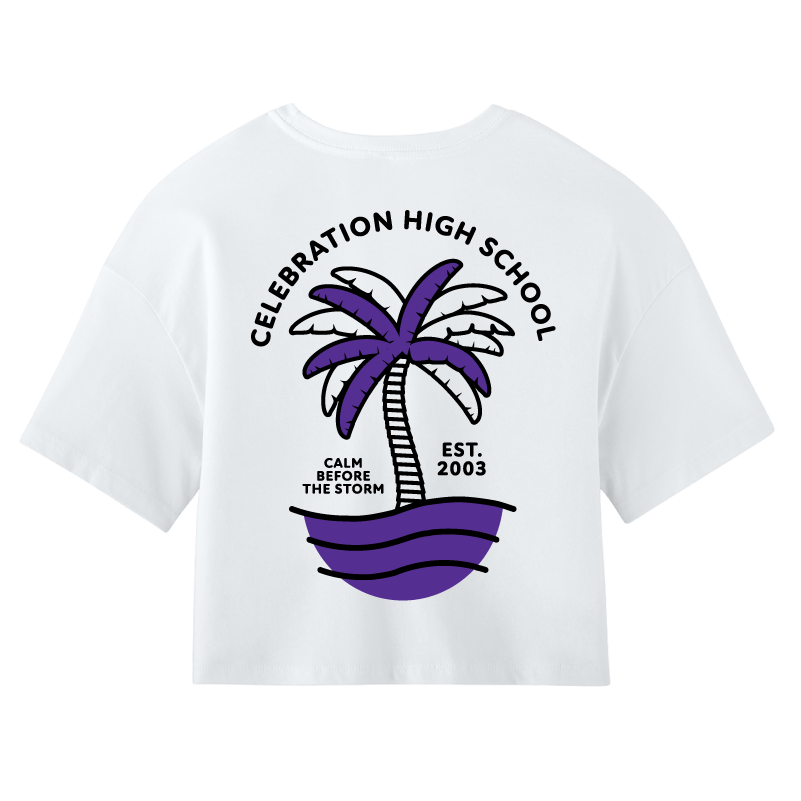 Womens CHS Palm Tree Cropped T-Shirt