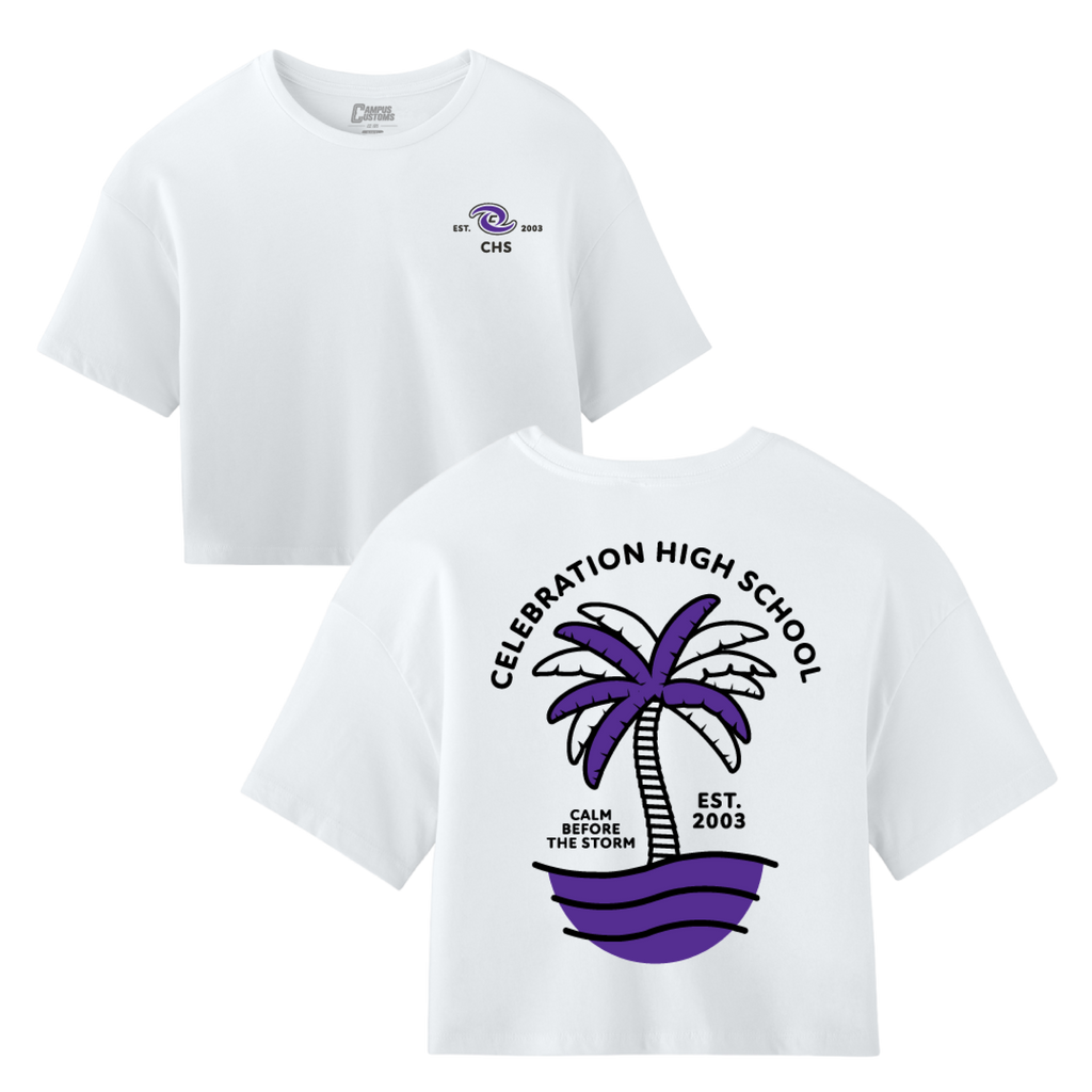 Womens CHS Palm Tree Cropped T-Shirt