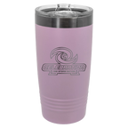 A matte light purple insulated tumbler with a stainless steel rim and clear lid, featuring a silver 'Celebration One Storm Nation' logo on the front, set against a plain white background.